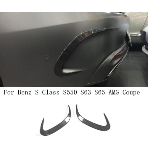 Carbon Fiber Rear Bumper Side Scoop Canards Fins For Mercedes-Benz S Class S550 S63 S65 AMG Sport Coupe 2014 - 2018