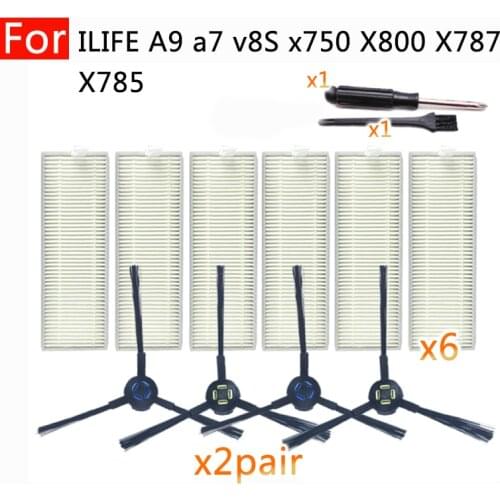 Replacement for ilife A9 a7 v8S x750 X800 X787 X785 Spare parts robot vacuum cleaner home accessories hepa Filter Side brush