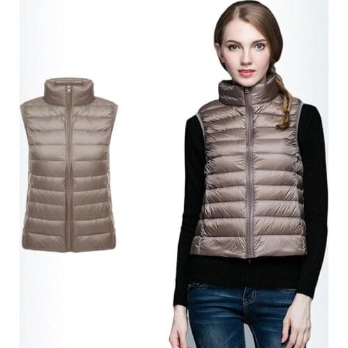 2020 Autumn Winter Women Vest White duck down Short Waistcoat Plus Size Sleeveless Outwear Female Casual Parka Mujer