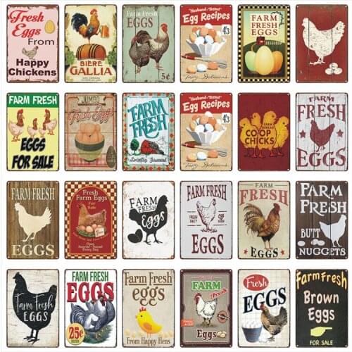 Farm Fresh Eggs Tin Sign, Restaurant Sign Farm Sign Barnhouse Home Decor Kitchen Decor Antique Sign Chicken Coop Decoration