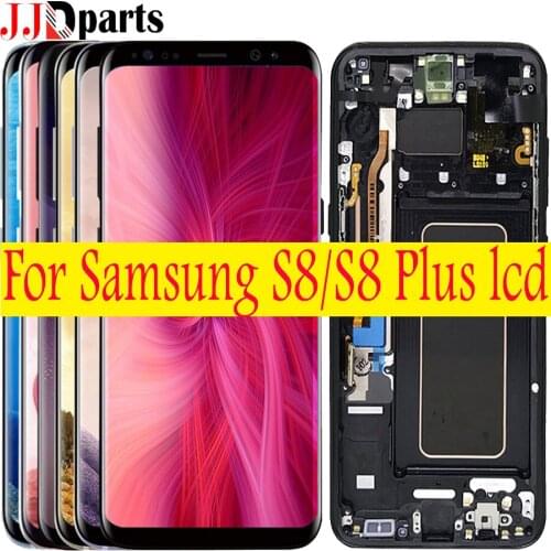 SUPER AMOLED S8 LCD with Frame for SAMSUNG Galaxy S8 G950 G950F LCD Touch Screen Digitizer For Samsung S8 Plus G955 G955F LCD