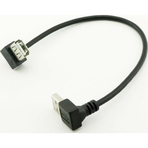 1pcs USB 2.0 Type A Male UP Angled to USB A Female 90° Angled Data Adapter Cable 25cm