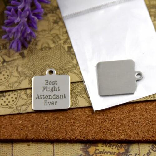 10pcs--stainless steel charms"Best flight attendant ever"5 style for choosing DIY Charms pendants for necklace