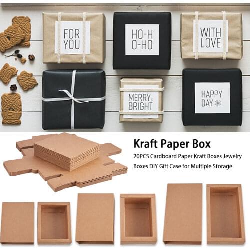20PCS Cardboard Paper Kraft Boxes Jewelry Boxes DIY Gift Case For Multiple Storage Leather Drawer Carton Jewelry Packing Box