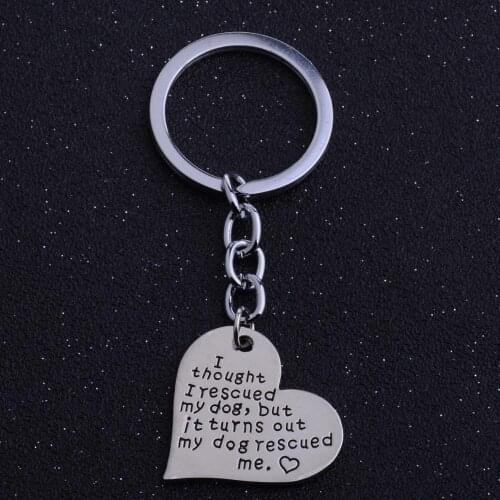 36PC I Thought I Rescued My Dog But It Turns Out My Dog Rescued Me Keyrings Heart Pendant Charm Keychains Pet Lover Jewelry Gift