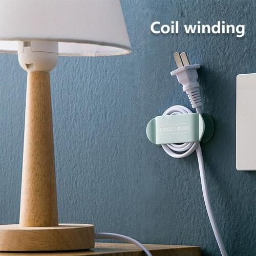 4pcs Date Cable Fixator Hole Free Plug Rack Office Plug Hook Winder ABS Binding Home Wall Self-Adhesive Nail Free Wire Winder