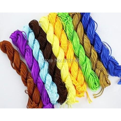 9PCS Mix Colors1.0mm Macrame Rattail Diameter Shamballa Bracelet Multicolor Nylon Cord Chinese Knot Beads Jewelry Ropes String