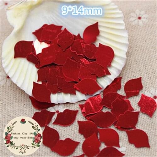 About 1000pcs 9*14mm Loose Red Lip PET Sequins Paillette Crafts Sewing,Women/Kids Garment DIY Accessories