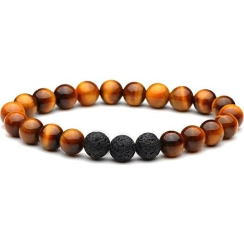 Druzy 8mm Natural Stone Volcanic Stone Tiger Eye Stone Energy Stone Beads Bracelet Lovers Romantic Friendship Bracelets