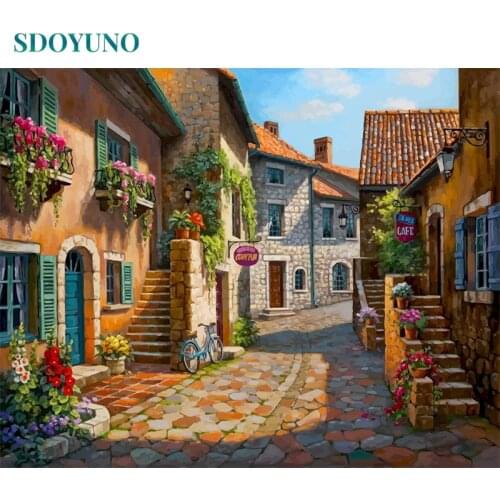 SDOYUNO Paint By Numbers DIY 60x75cm Oil Painting By Numbers On Canvas Landscape Frameless Number Painting Pictures Decor