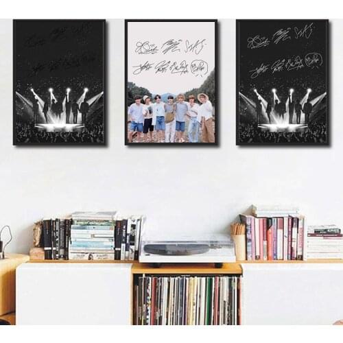 Kpop Music Star Poster Pins Album Signature Sign Art Print Best Gift For Fans Music Wall Art Pictures Canvas Painting Home Decor