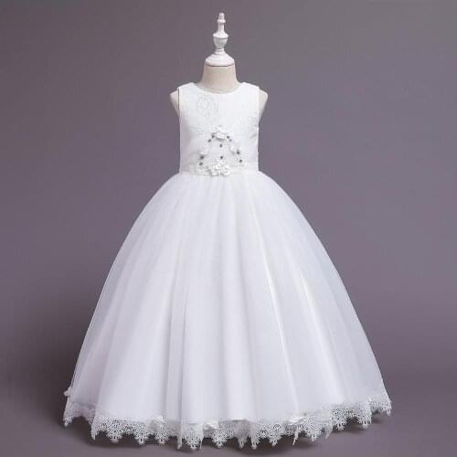 Lace White Fairy Princess Dress for Wedding Elegant Girls Dresses for Dancing Toddler Girls Piano Dress Children Costume Clothes
