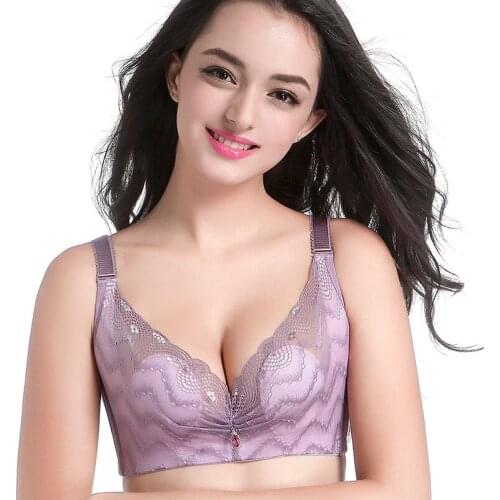 Lace Plus Size Bras For Women Sexy Brassiere B C Cup Push Up Lingerie Seamless Bralette Wireless Transparent Female Underwear