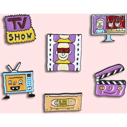 Fashion Classic TV News Program Badge Cartoon Cinema Mark Metal Enamel Brooch Trendy Lapel Backpack Jewelry Accessories Gift