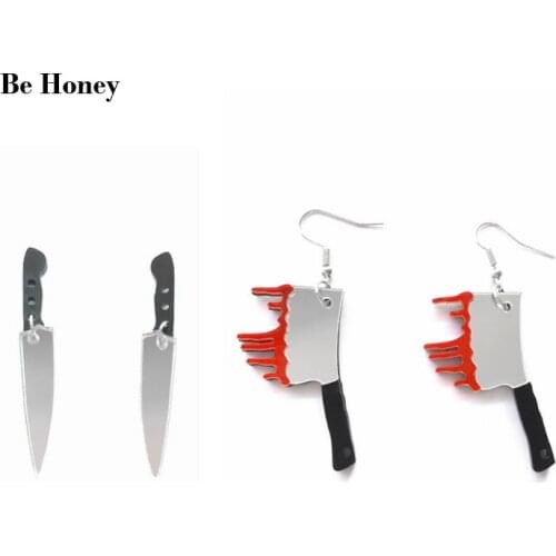 CHOP IT UP Little Acrylic Kitchen Chef Knives Slasher Horror Movie Stud Earrings