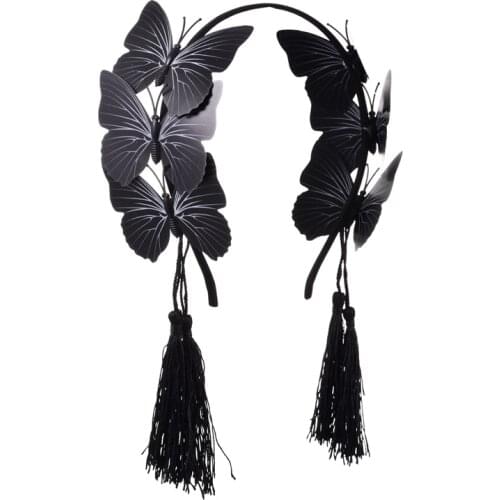 Lolita Butterfly Tassels Headband Fashion Gothic Hairband Women Girls Hair Accessories For Female Headdress Hairbands Headwear