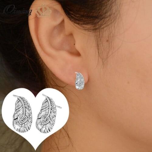 QIMING Norway Valknut Feather Earrings Vintage Style Women Ancient Religious Jewelry Accessories Firebird Phoenix Slavic Earring