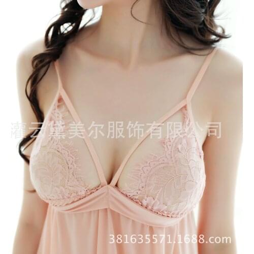 Sexy Lingerie Womens Lace Suspender Nightdress Deep V-neck See-Through Lace Up Nightdress Temptation Pajamas Nightdress