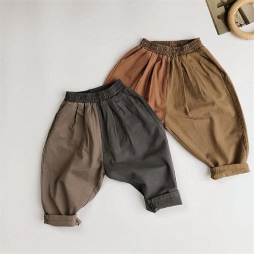 Spring autumn children patchwork cotton casual pants 1-6 Years Boys and girls loose all-match harem trousers