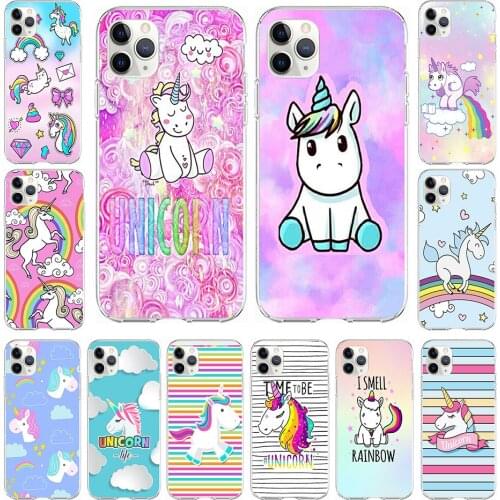 Silicone For iPhone 12 Pro MAX 12 Mini Cute Rainbow Unicorn Soft TPU Cover Phone Case Apple iPhone 12Pro full 360 protective