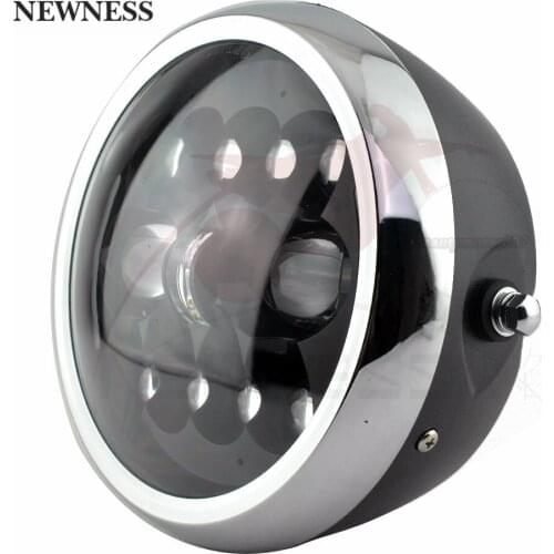 7.5 inch Universal Cafe Racer Round Motorcycle 11LED Head lamp Headlamp Distance Light Refit 7.5" Motorcycle Headlight HALF Halo