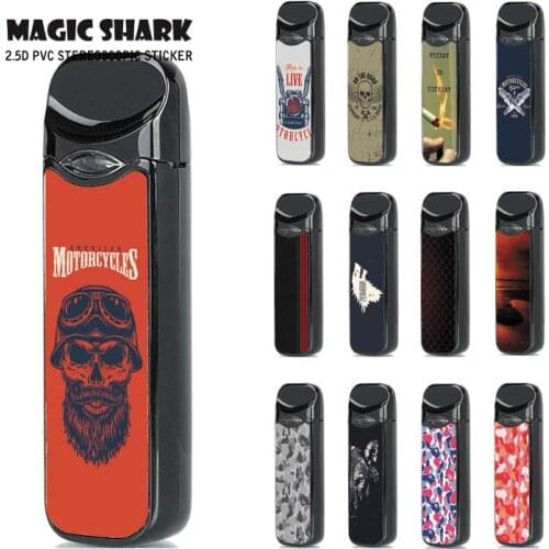 Magic Shark Tiger Army Skull Motorcycle PVC No Fade Sticker Case Cover for Smok Nord E Cigarette