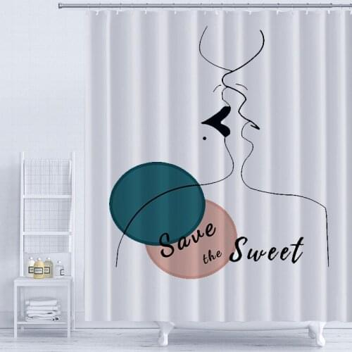 Cilected INS Simple Hand Painting Polyester Shower Curtain Home Bathroom Decor Partition Curtain Waterproof And Mildew Proof