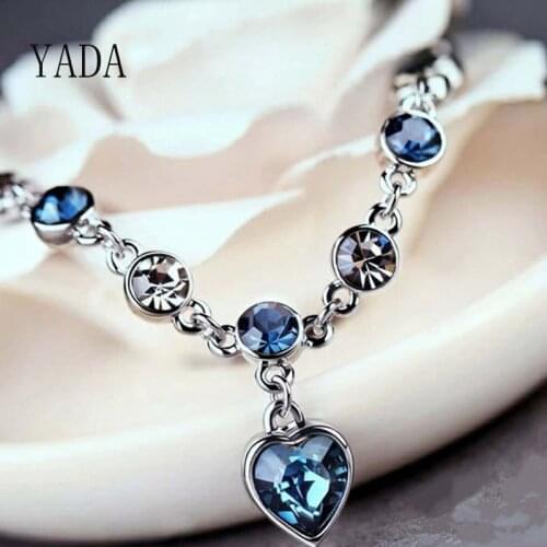 YADA Gifts Love Heart Bracelets&Bangles Charm For Women Crystal Zircon Bracelet Casual Jewelry Heart-shaped Bracelet BT200126