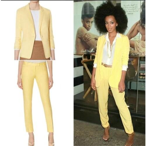 Women Jacket+Pants Women Business Suits Yellow Women Pantsuit Office Uniform Style Female Trouser Suit Custom Made