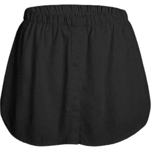 066C Women Fake Top Lower Sweep Skirt Solid Color A-Line Button Rounded False Hem Solid Color High Waist Layering Apron
