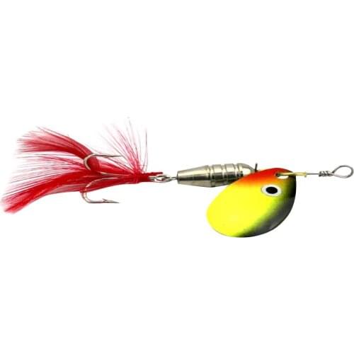 1 x Spoon Fishing Lure / Hard Metal Lure / with Artificial Feathers, Treble Hooks, Easy to Catch Fish