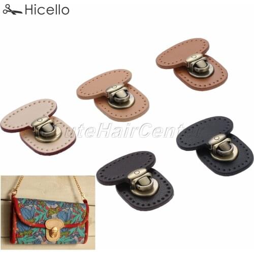 1pc Genuine Leather Hasp Buckle Lock Purse Bag Replacement Mortise clasp DIY Craft Beige Tan Coffee Black 62*50mm Hicello