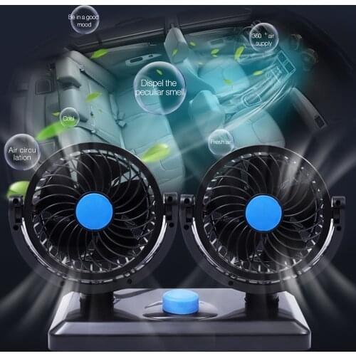 12V 24V 360 Degree Air Fan All-Round Car Auto Air Cooling Adjustable Dual Head Fan Low Noise Car Auto Cooler Car Fan Accessories
