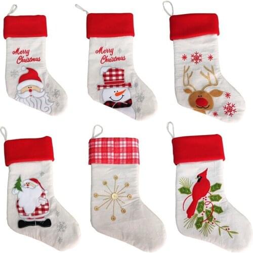 20inch Large Christmas Stockings Gifts Cloth Santa Elk Socks Xmas Lovely Gift Bag For Children Christmas Xmas Tree Decoration