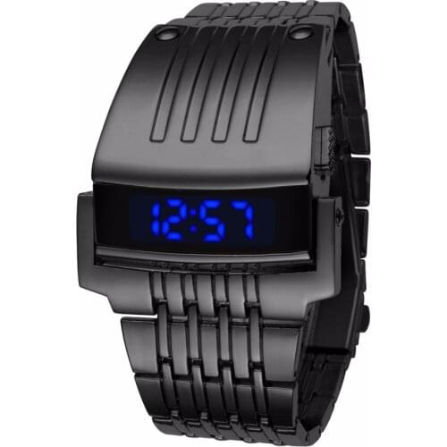 2020 Led Digital Watches Men Sports Watches Fashion LED Big Wrist Watch Black Stainless Steel Electronic Watches Reloj Hombre