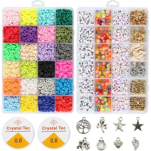 48 lattice suit soft beads 6 mm wafer box color wafer letter bead diy jewelry accessories