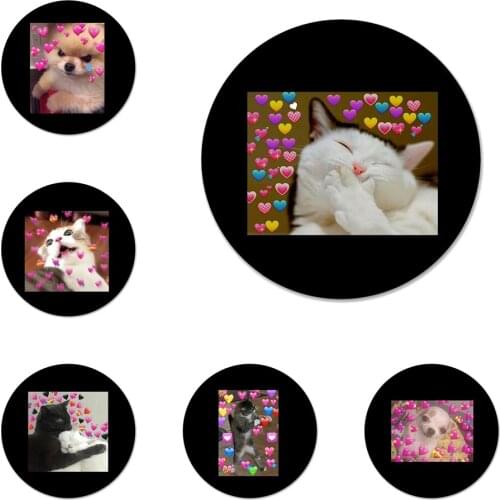 58mm super cute cat dog cartoon pink Icons Pins Badge Decoration Brooches Metal Badges For Clothes Backpack Decoration