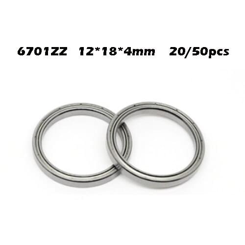 6701ZZ Bearing ABEC-1 ( 20/50PCS ) 12*18*4 mm Slim Thin Section 6701 Z ZZ Ball Bearings 61701ZZ 6701Z freeshipping