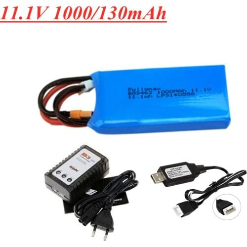11.1V 1000mAh 1300mah Lipo Battery For XK X450 FPV RC Drone Spare Parts 3S Rechargeable Battery XT30 plug 1pcs