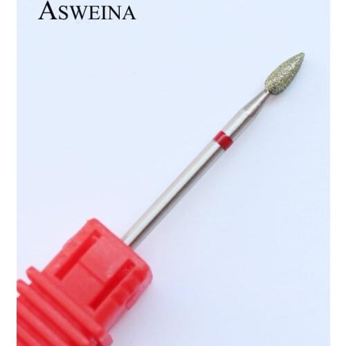 ASWEINA 1 PCS Oval Cuspate 3/32" Diamond Burr Nail Drills Stainless Steel Handle Bits Safty Nail Rotary File As Beauty Gifts
