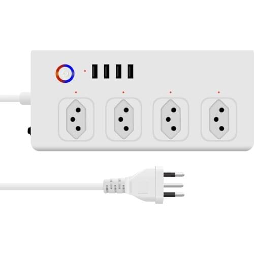 Brazil Smart Tuya Zigbee Alexa Tomada Inteligente Protetor Eletronico10A Plugue Filtro de Linha 4 Individuais Disjuntores 2A USB