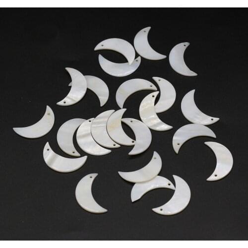 20pc/lot Natural White Mother of Pearl Shell Beads Reiki Heal Moon Shape for Jewelry Making Necklace Earring Accessories