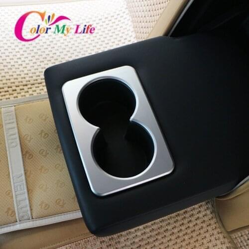 Color My Life Car Chrome Matte Rear Water Cup Holder Frame Trim Sticker for Nissan X-trail Xtrail T32 Rogue 2014 2015 2016 2017