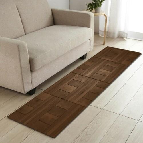 Wood Style Long Anti-slip Kitchen Mat Absorbent Living Room Carpet Entrance Doormat Bedroom Bath Hallway Rug