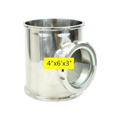 Dia 4"x 6"Long with 3" Union Sight Glass Tee. SS304 Stainless Sight Glass View, Moonshine Distiller Cloumn