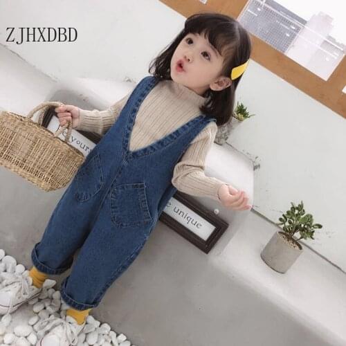 80-130 Toddler Girls Denim Overalls Kids Suspender Trousers Spring Baby Girls Jeans Pants Boys Jumpsuit Children Clothing 12M-8Y