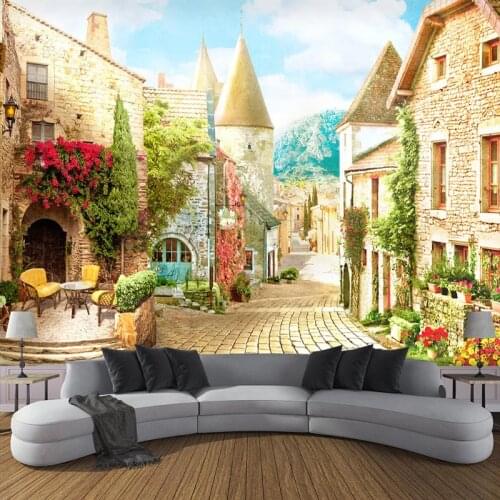 Custom Photo Mural Wallpaper European Street View 3D Stereoscopic Space Poster Wall Painting Living Room Restaurant Background