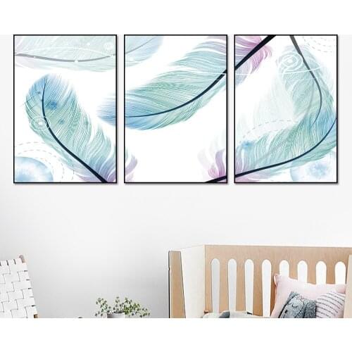 Art Prints Colorful Feather Canvas Painting Modern Home Decoration Nordic Posters And Prints Wall Art Pictures for Living Room