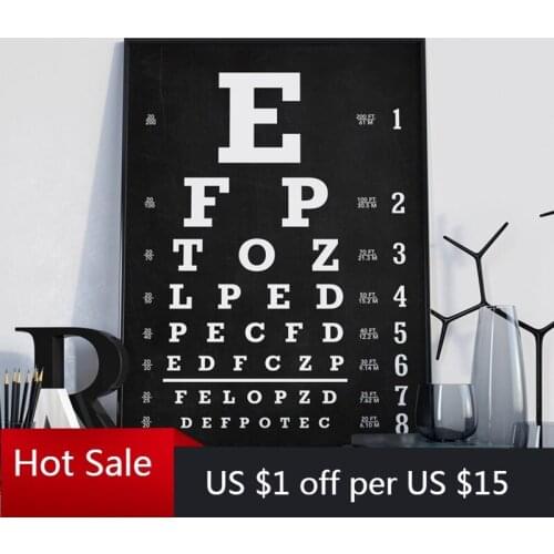 Eye Chart Canvas Painting Wall Decor Pictures Eye Doctor Gifts Vintage Optometry Eye Chart Art Prints Eye Clinic Room Decor