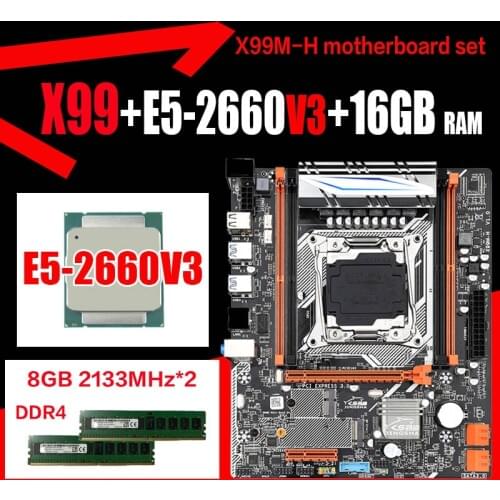 X99 DDR4 DIMM motherboard set with Xeon E5 2660 V3 LGA2011-3 CPU 2 * 8GB = 16GB PC4 RAM 2133MHz DDR4 memory REG ECC RAM nvme m.2